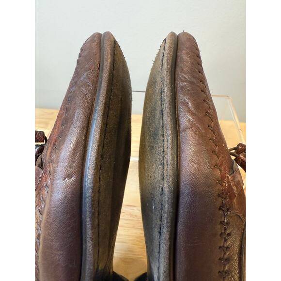 Zelli Made in Italy Brown Leather Slip On Loafers w Tassels Size 8.5 M JL main image 7